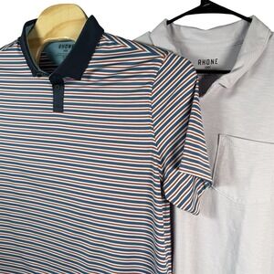 RHONE Performance Golf Polo Shirts Men XL Striped & Lavender Stretch BUNDLE of 2